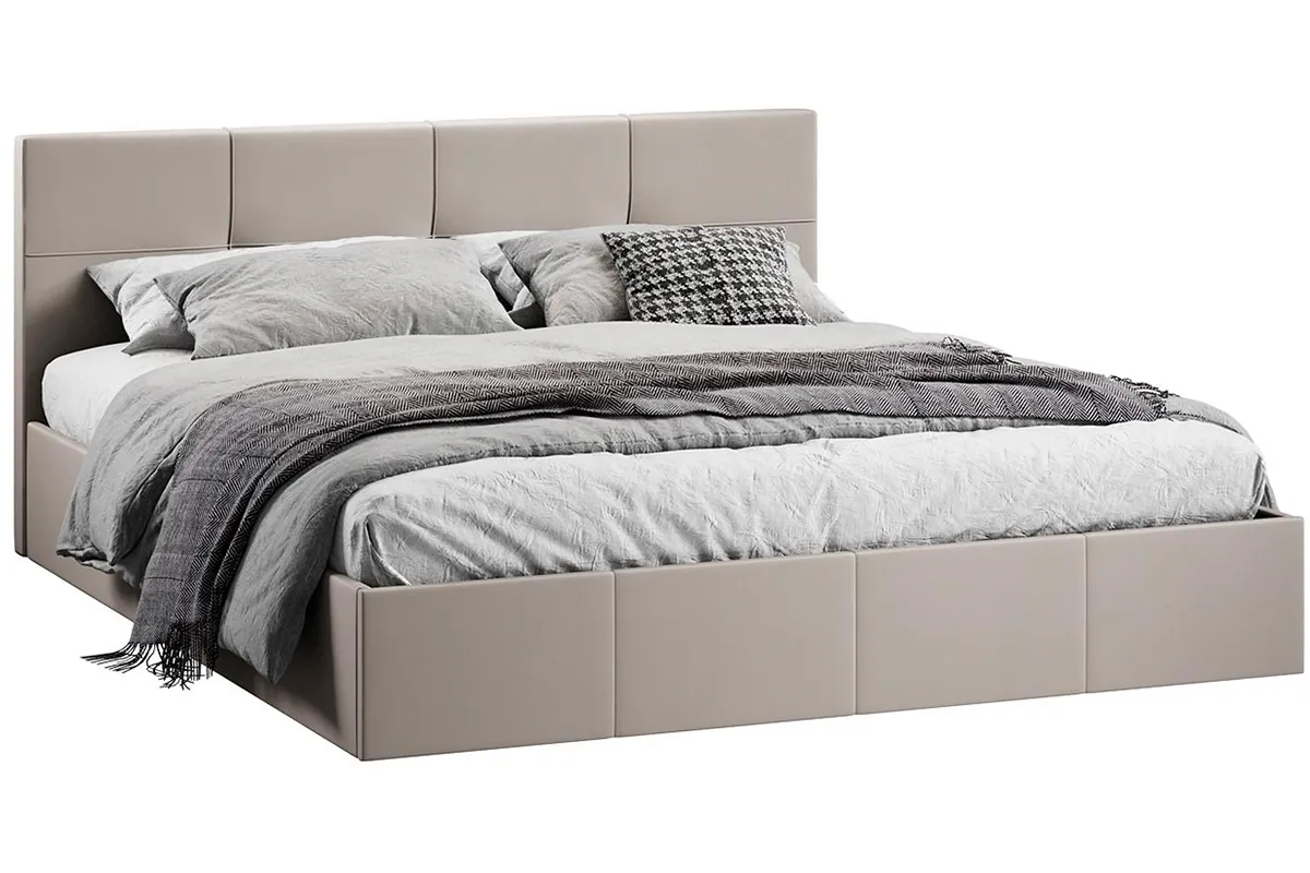 Кровать Лора с ПМ и заглушиной 180х200 (Велюр / Confetti Smoke)