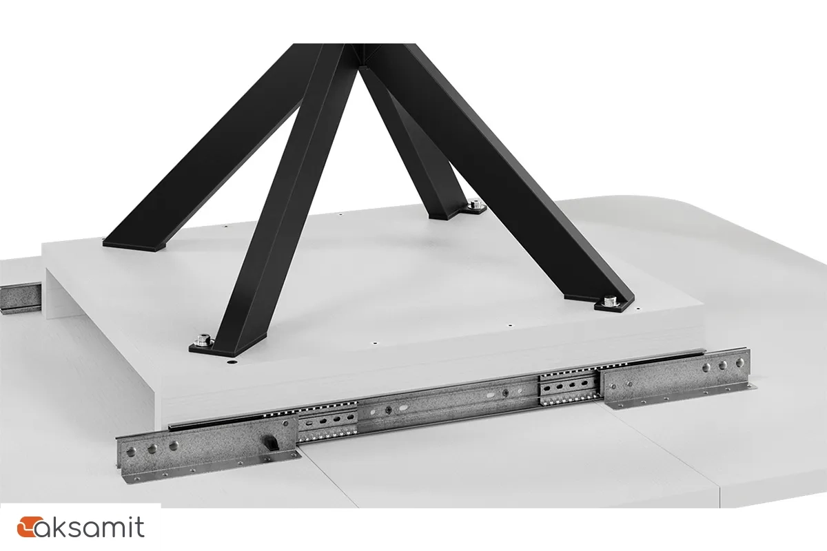 Стол обеденный Лиссабон раздвижной Тип 1 (Черный муар / Белый)