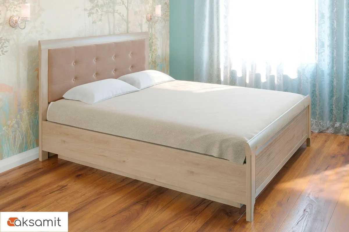 Кровать КР-1033-ГС-В 160х200 (Гикори Джексон светлый/Велюр) Кровать КР-1033-ГС-В 160х200 (Гикори Джексон светлый/Велюр)