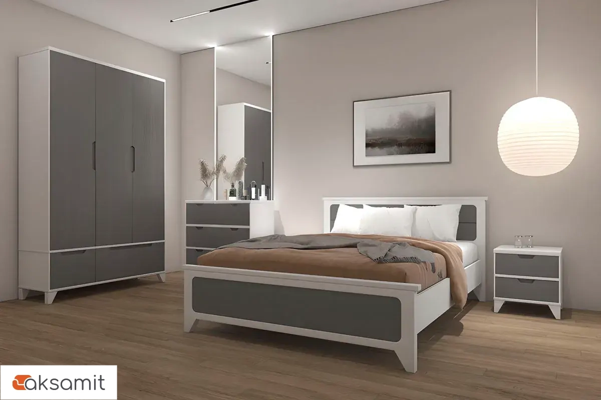 Тумба прикроватная Соня (массив) (Белый/Серый)