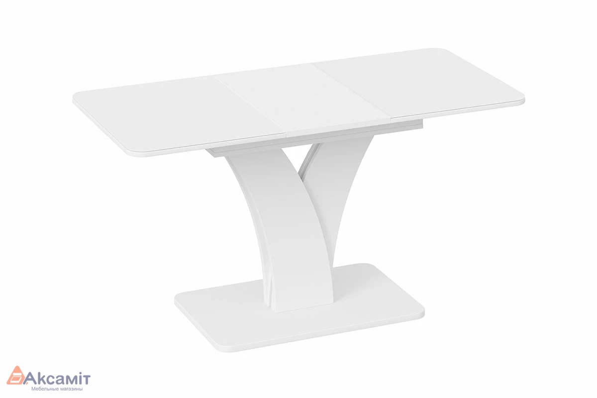 Стол обеденный раздвижной Люксембург Тип 2 (Белый/Стекло белое матовое)