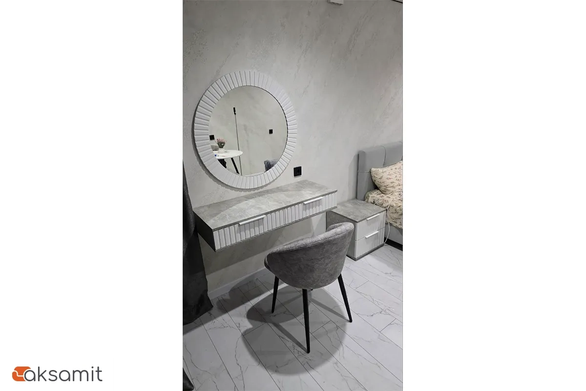 Стол туалетный Хилтон (Ателье светлый/Белый матовый)