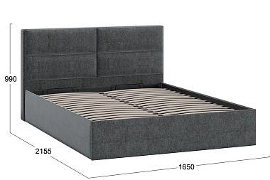 Кровать универсальная Глосс Тип 1 с ПМ 160х200 без заглушины (Микровелюр/Jercy Graphite)