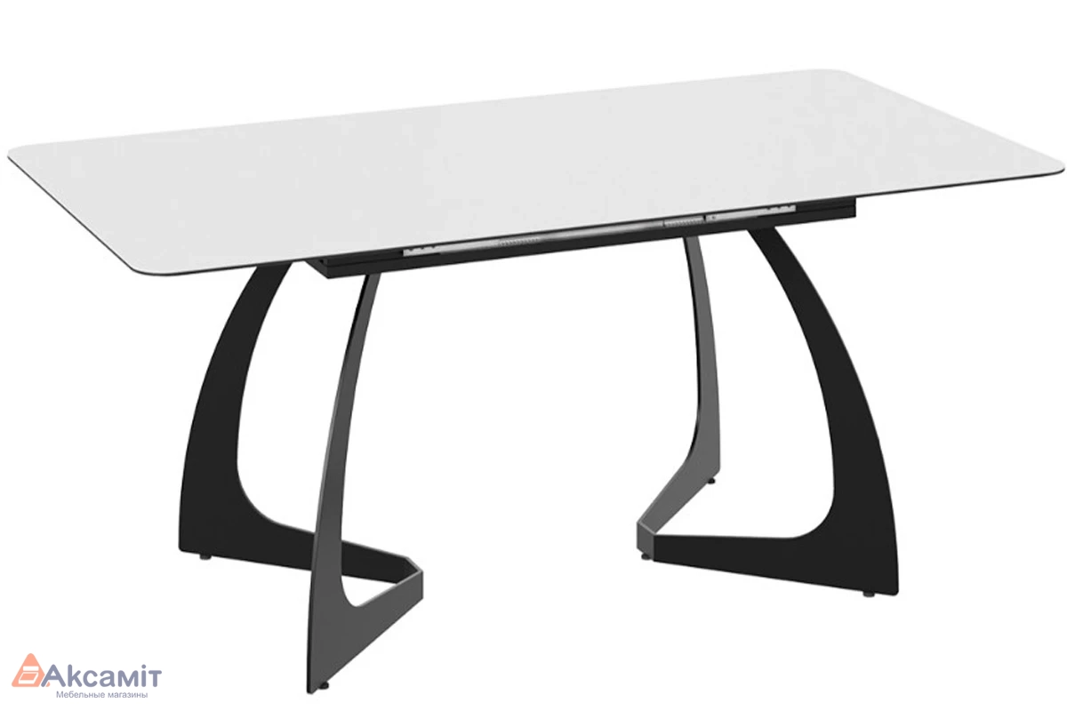 Стол обеденный раздвижной Конкорд Тип 2 (Черный муар/Стекло матовое белое)