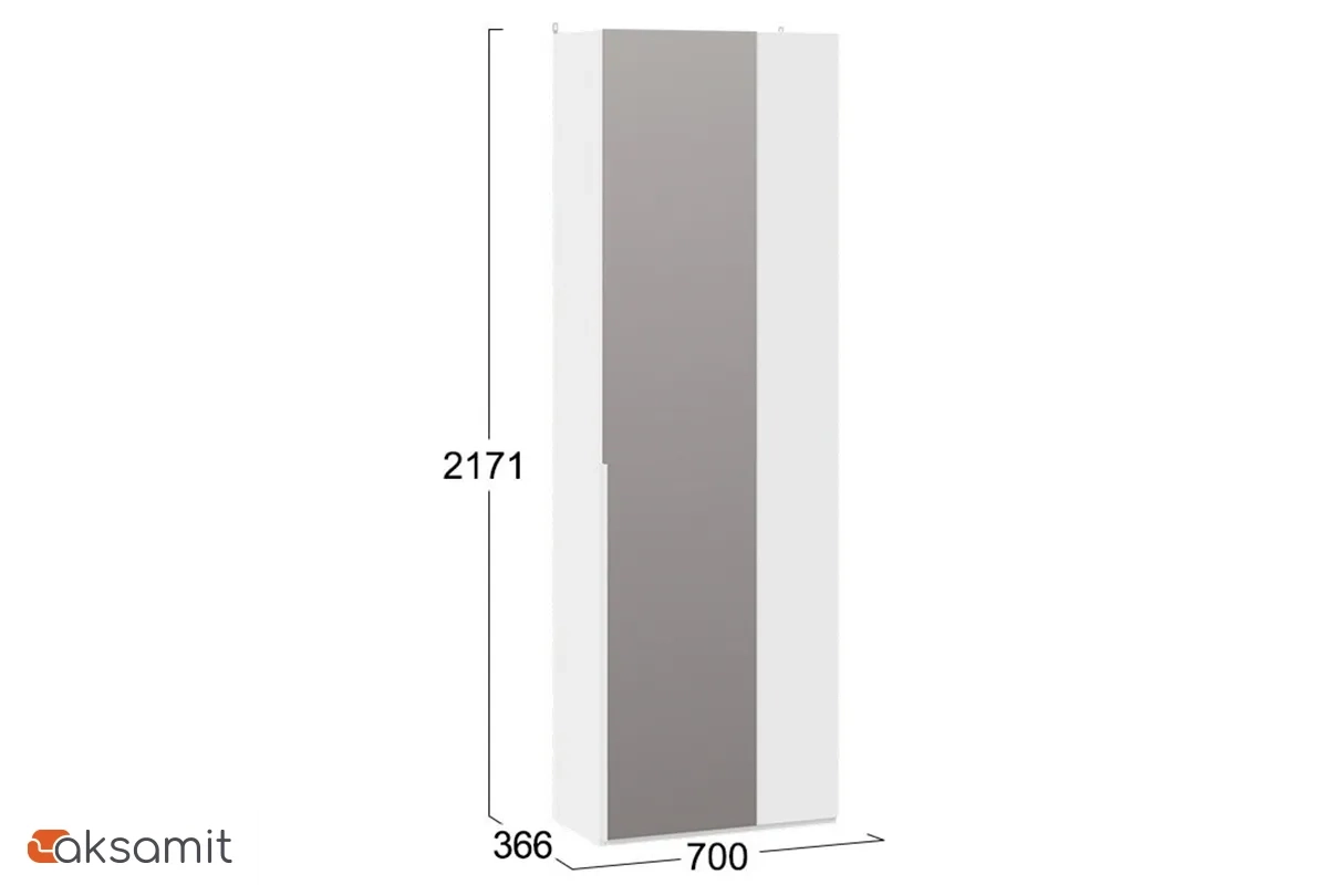 Шкаф угловой Порто СМ-393.07.232 с 1 зеркальной дверью (366) (Белый жемчуг / Белый жемчуг)