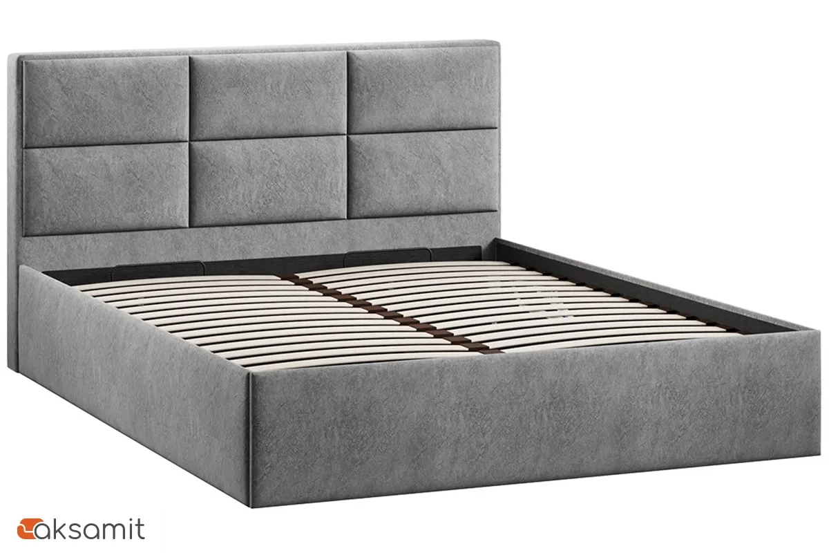 Кровать Стелла c ПМ 160х200 Тип 1 (Микровелюр/Wellmart Silver)