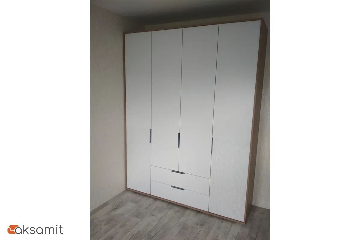 Шкаф четырехдверный Николь Мод.8 (Белый/Дуб Альпийский)