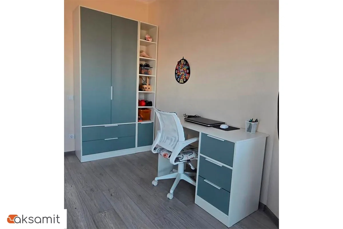 Стол письменный Марли Тип 1 (Белый/Серо-голубой)