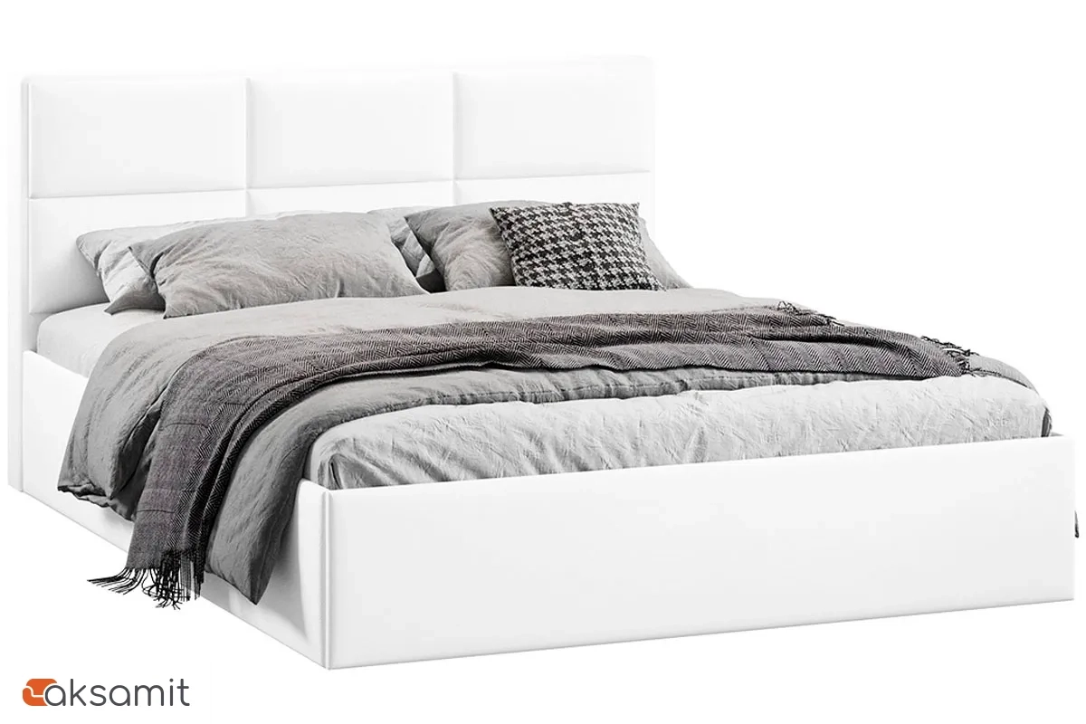 Кровать Стелла с ПМ Тип 1 и заглушиной 160х200 (Экокожа/Polo white) Кровать Стелла с ПМ Тип 1 и заглушиной 160х200 (Экокожа/Polo white)