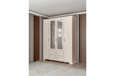 Венеция 2 Шкаф для одежды 4-х дверный с ящиками с зеркалом фото