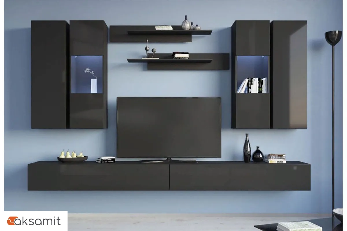 Комплект навесных полок Point Чёрный/Чёрный глянец (71774471)