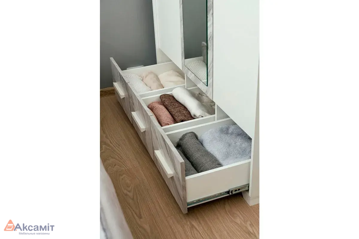 Шкаф для одежды и белья Айрис 444 (Белый/Статуарио)