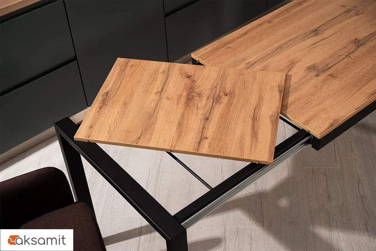 Стол обеденный Этно (Дуб вотан / Рама черная / Металл черный)