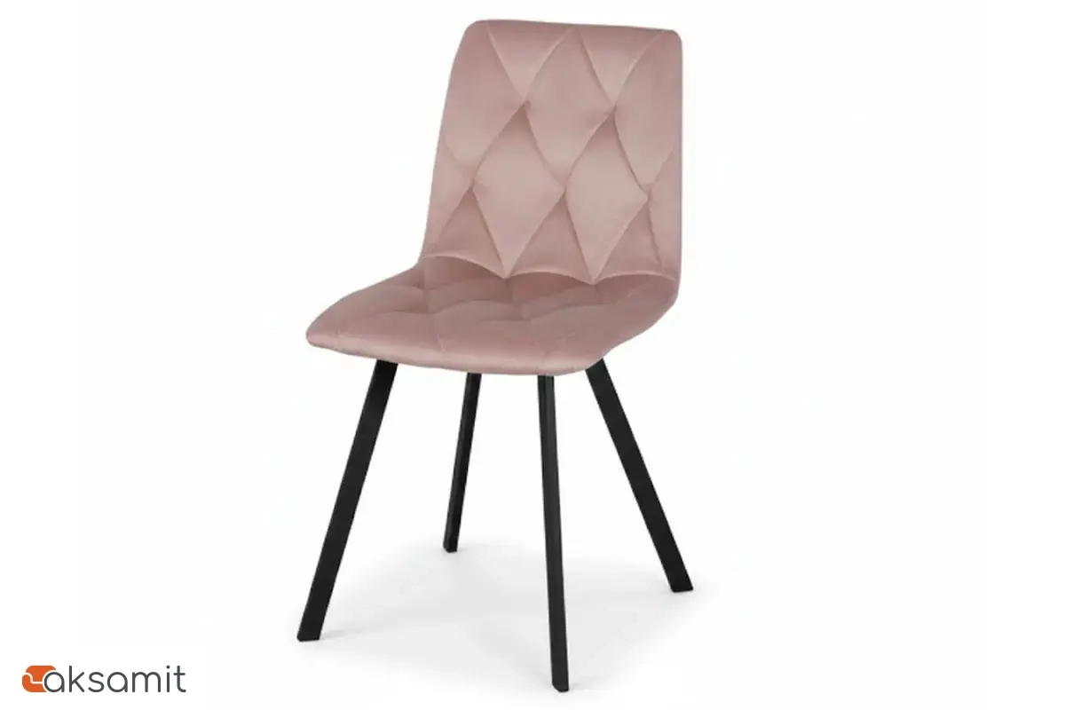Стул Рокки (Муар черный / Велюр Дрим / Пастельно-розовый) СРП-073
