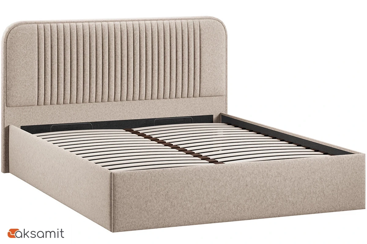 Кровать Тиффани c ПМ 160х200 Тип 1 (Микровелюр Jercy/Cream)