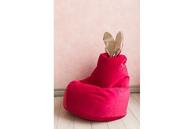 Кресло-мешок Зайчик (Микровельвет) Малиновый