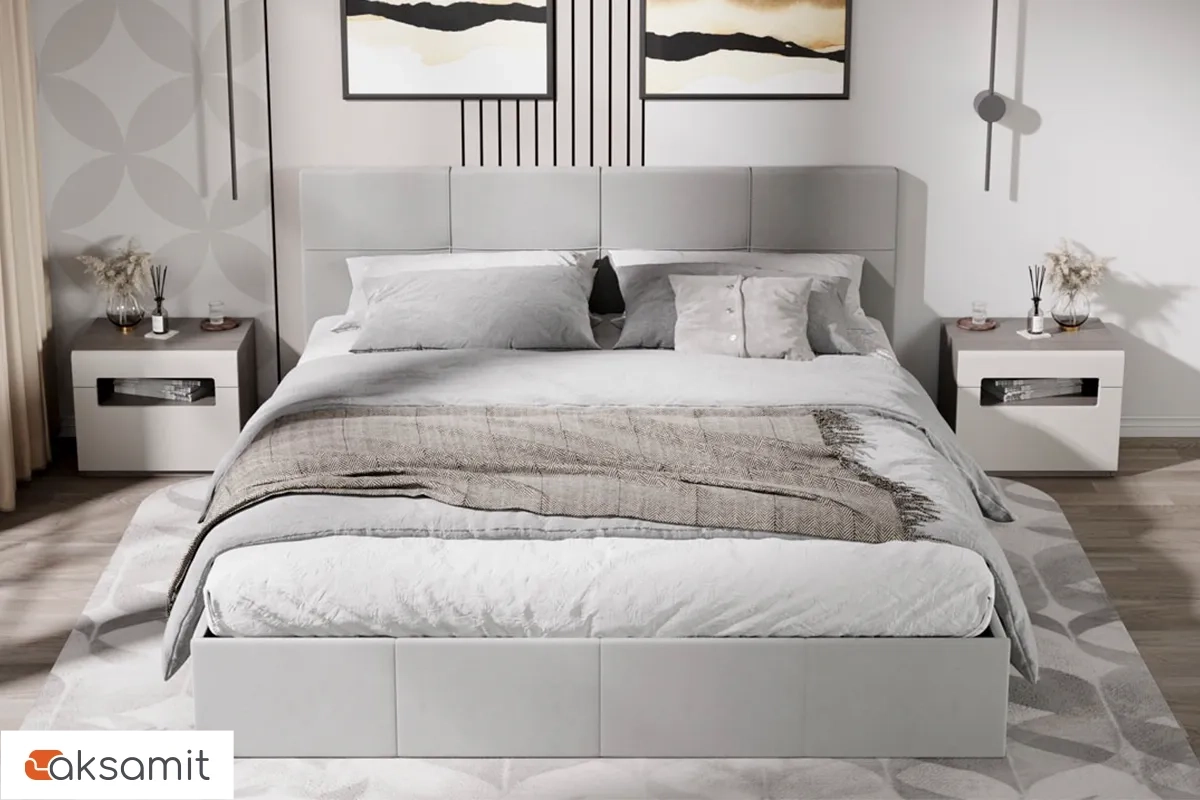 Кровать Лора с ПМ и заглушиной 180х200 (Велюр / Confetti Silver)