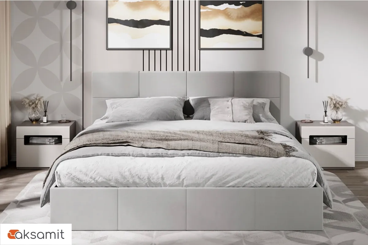 Кровать Лора с ПМ и заглушиной 180х200 (Велюр / Confetti Silver)