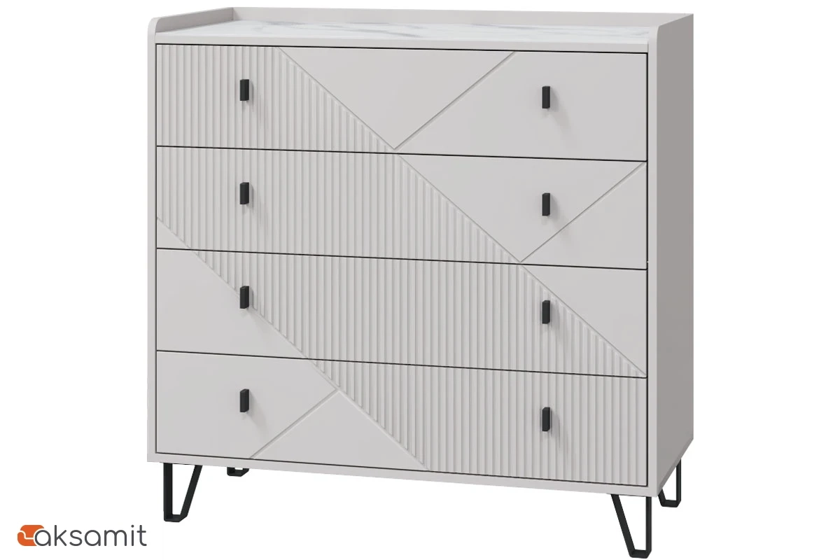 Комод Кашемир 4 ящ. (Кашемир/Сантьяго/Стекло матовое с фотопечатью)