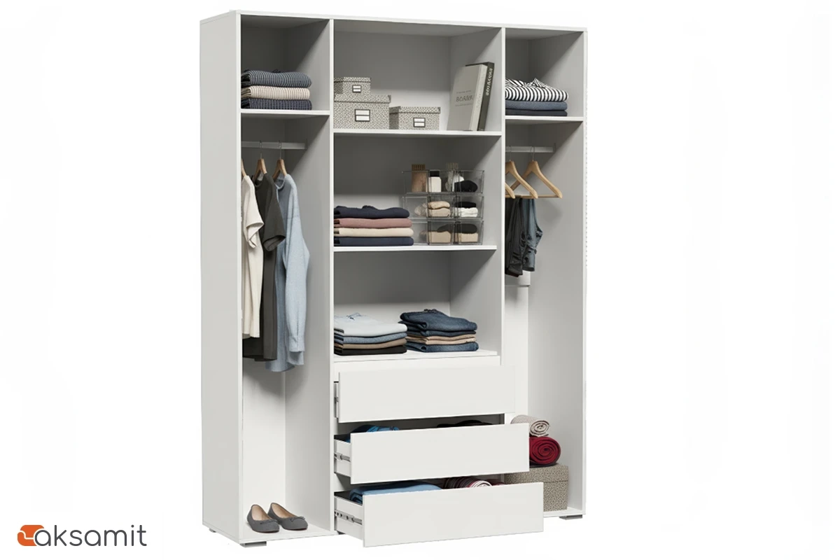 Шкаф 4-створчатый с ящиками Веста (Белый)