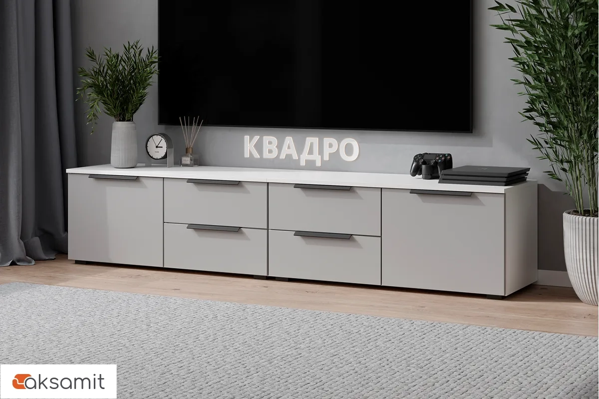 Тумба ТВ Квадро №14 (Белый / Мартини) Тумба ТВ Квадро №14 (Белый / Мартини)