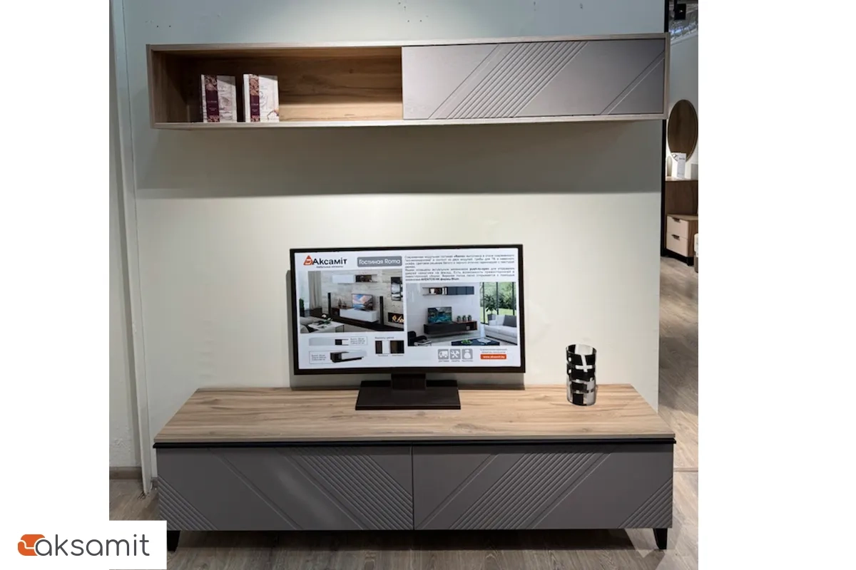 Шкаф навесной горизонтальный 1800 Кенди Мод.3 (Дуб Альпийский/Ясень Грей Софт)