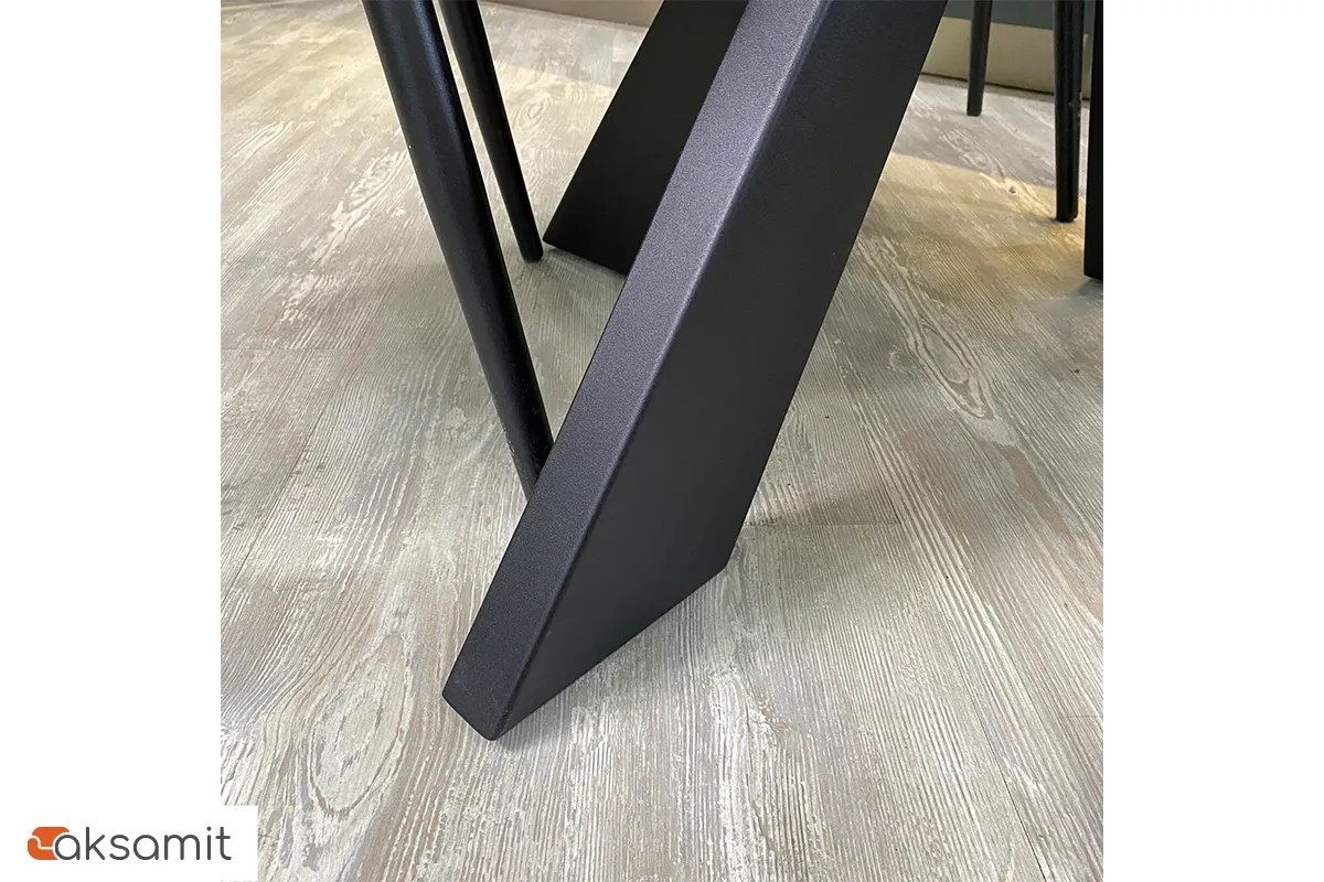 Стол обеденный Эльтон 1100 (вставка 400) (ст. №10 /Керамика Черный мрамор 9806053 / МДФ Черный Кварц / Металл Черный)