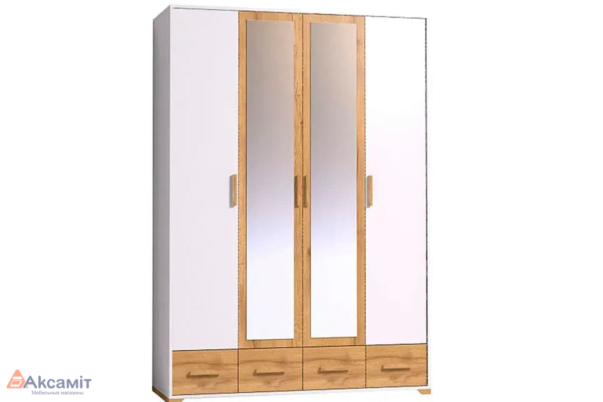 Айрис 555 Шкаф для одежды и белья (Белый/Дуб золотистый)