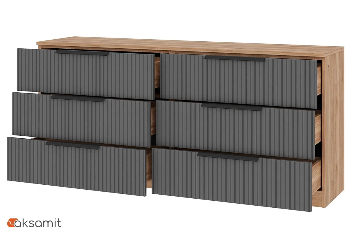 Комод широкий Астория 18 (Дуб кастелло медовый / Графит софт)