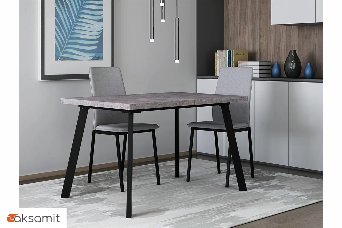 Стол обеденный Милан 138х85 (Камень темный/Черный муар)