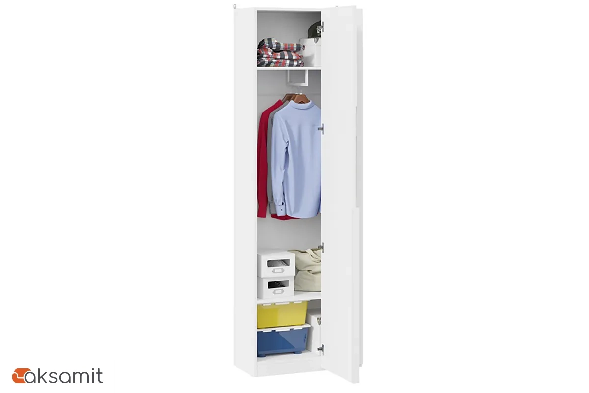 Шкаф угловой Порто СМ-393.07.232 с 1 зеркальной дверью (366) (Белый жемчуг / Белый жемчуг)