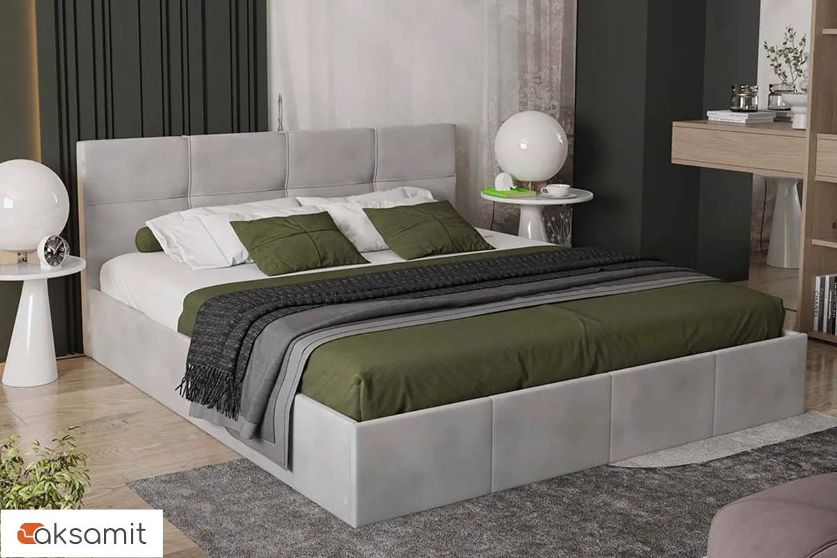 Кровать Лора с ПМ и заглушиной 180х200 (Велюр / Confetti Silver)