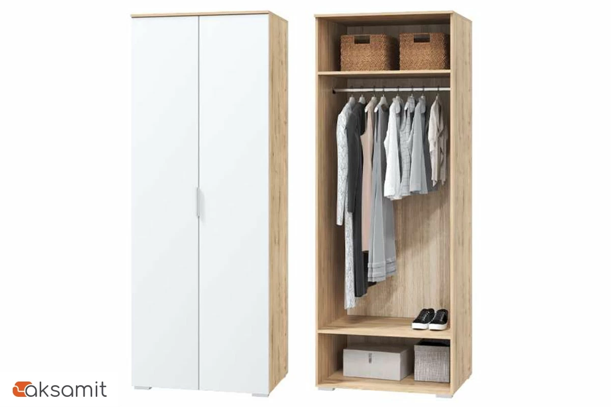 Шкаф для одежды 2-х дверный Сканди 800 (Дуб бунратти/Белый бланш)