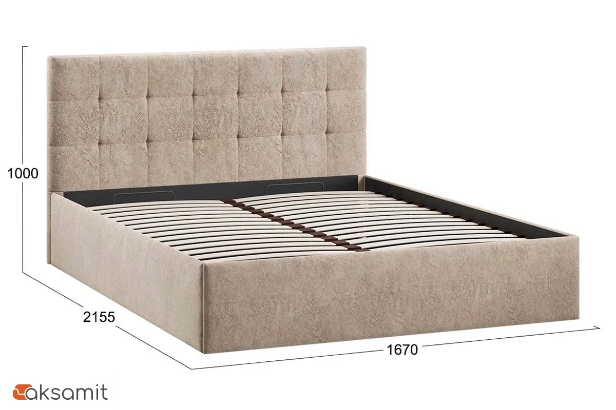 Кровать Джоли Тип 1 с ПМ и заглушиной 160х200 (Микровелюр / Wellmart Dark Beige)