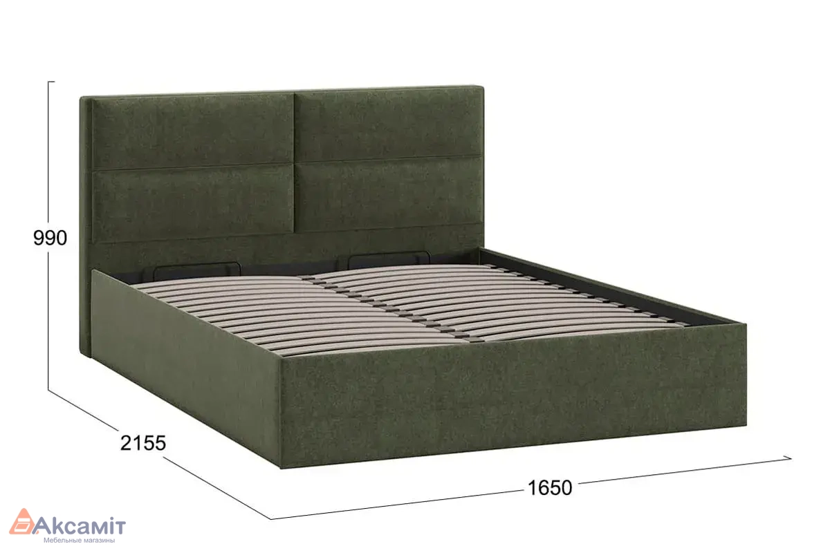 Кровать универсальная Глосс Тип 1 160х200 с ПМ без заглушины (Микровелюр/Jercy Deep Green)