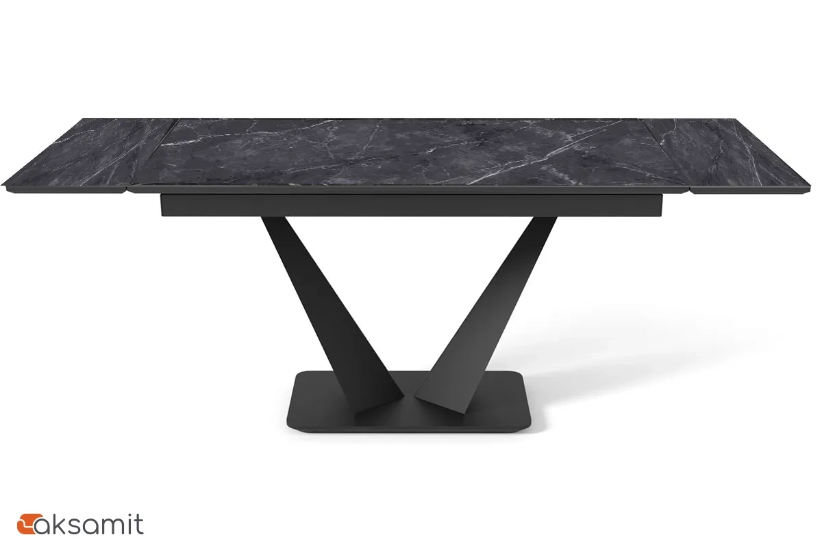 Стол обеденный Ниагара 1400(2000) (ст. №2 / Керамика FNZ9206053 Shakespeare black / МДФ Черный кварц / Металл Черный)