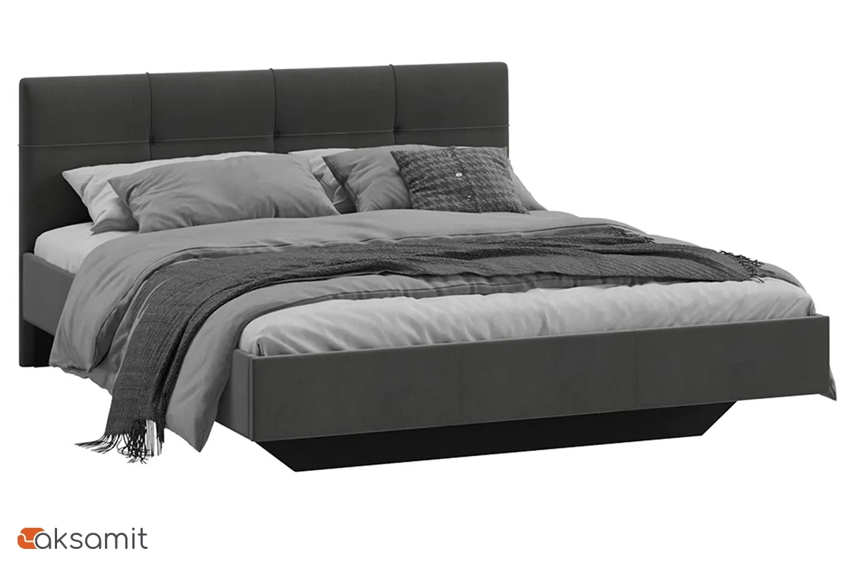Кровать Элис с мягкой обивкой Тип 1 Исп.2 160х200 (Велюр/Графит)