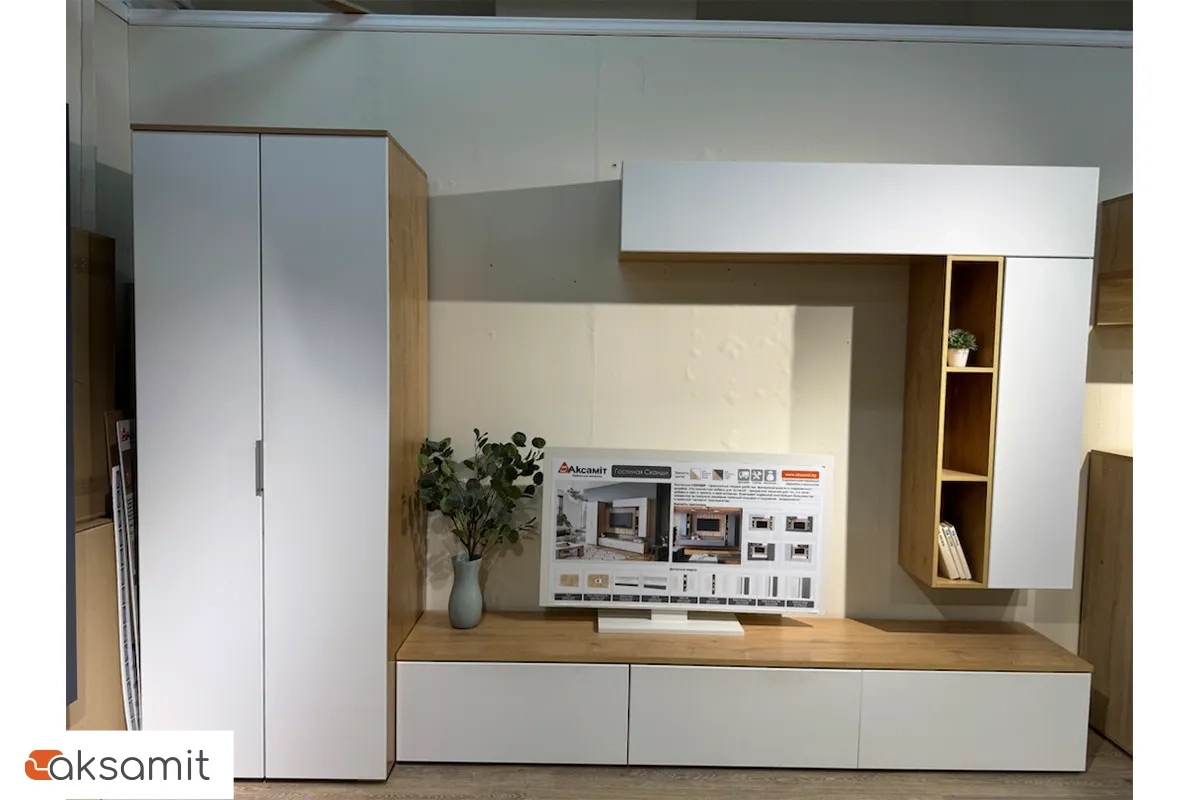 Гостиная Сканди (без панно) (Дуб бунратти / Белый бланш)