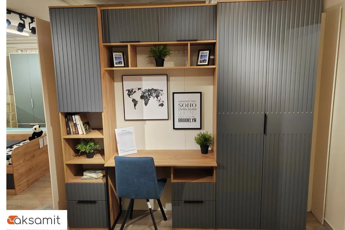 Шкаф комбинированный Хилтон с 2 дверями Исп.2 (Дуб Крафт Золотой/Графит матовый)