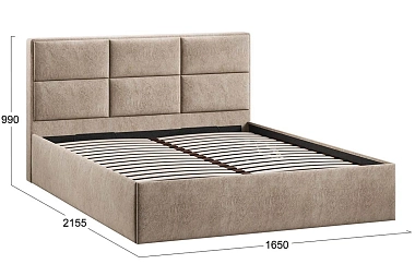 Кровать Стелла с ПМ Тип 1 и заглушиной 160х200 (Микровелюр/Wellmart Dark Beige)