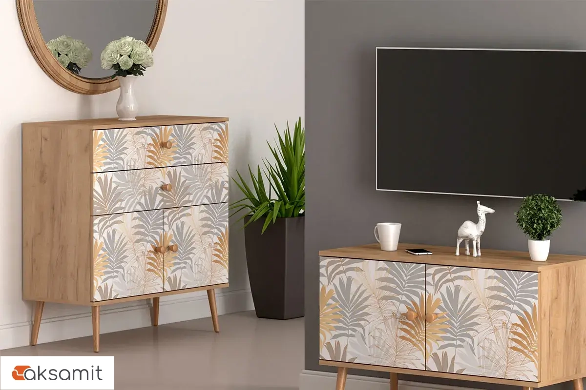 Комод 1 Art design Flora (Дуб крафт золотой/Белый с рисунком) Комод 1 Art design Flora (Дуб крафт золотой/Белый с рисунком)