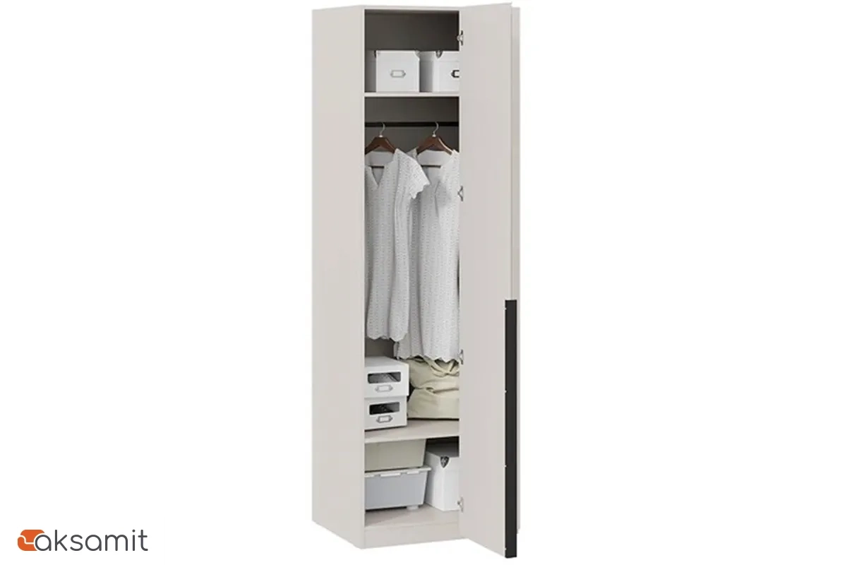 Шкаф угловой Порто СМ-393.07.007 (580) с 1 зеркальной дверью (Кашемир матовый / Кашемир матовый)