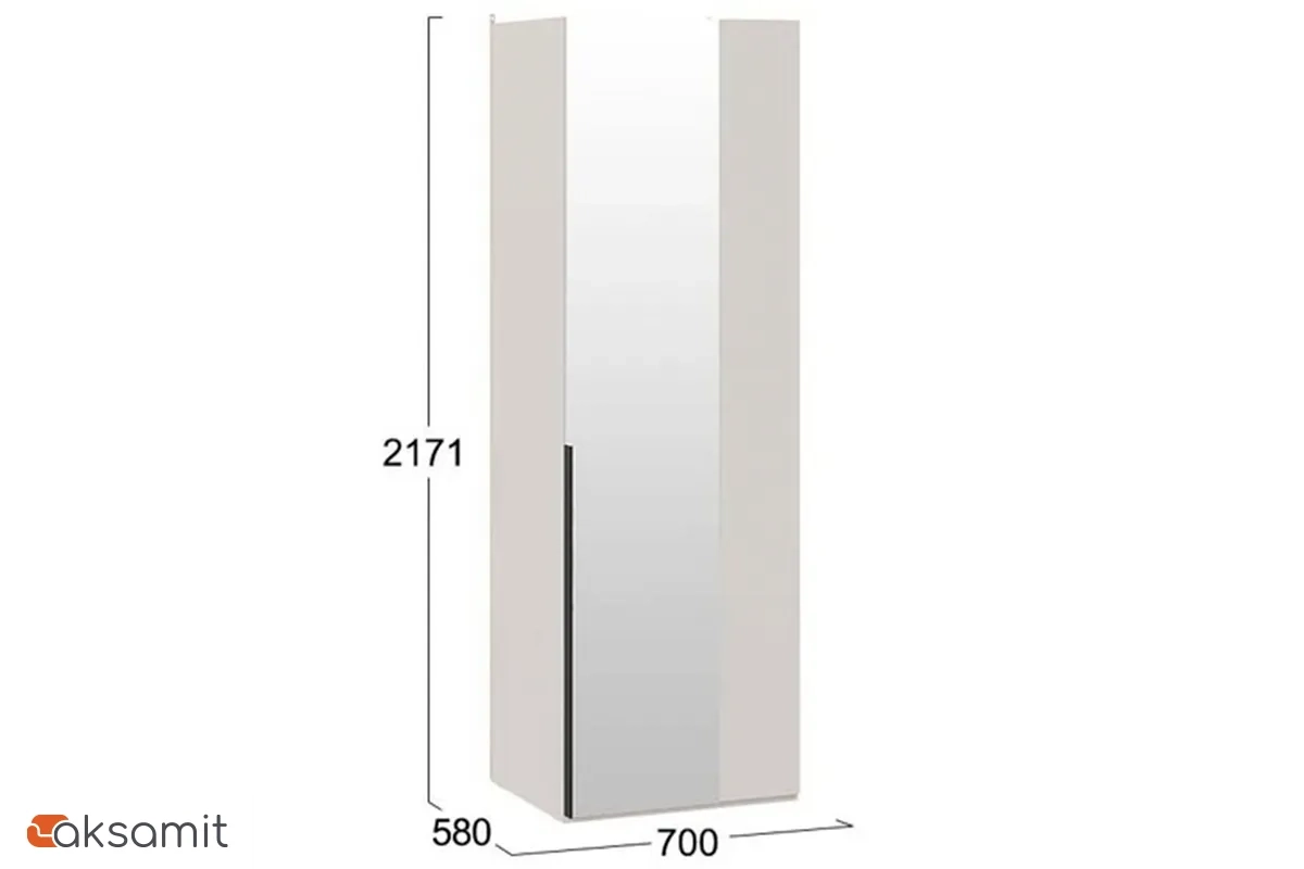 Шкаф угловой Порто СМ-393.07.007 (580) с 1 зеркальной дверью (Кашемир матовый / Кашемир матовый)