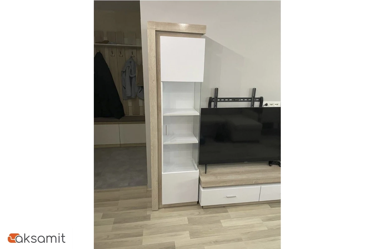 Шкаф-витрина Люмен 5 белый снег глянец