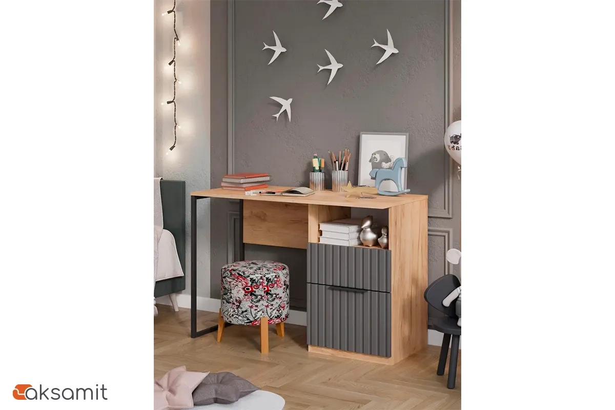 Стол письменный Хилтон Тип 1 (Дуб Крафт золотой/Графит матовый)