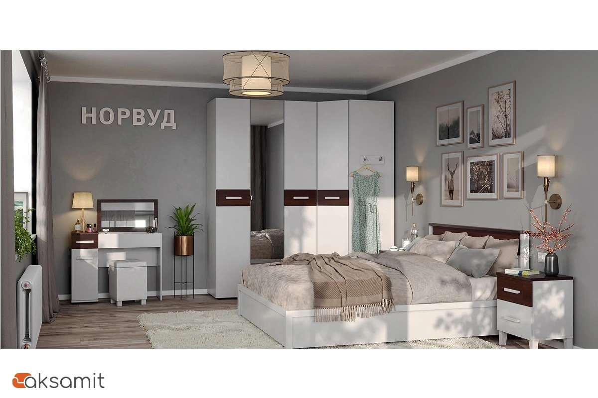 Кровать Норвуд 32 без орт.основания 160х200 (Белый/Орех шоколадный) Кровать Норвуд 32 без орт.основания 160х200 (Белый/Орех шоколадный)