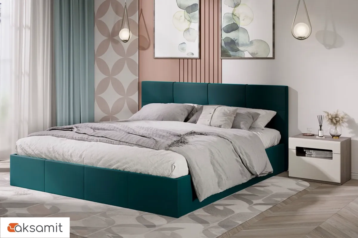 Кровать Лора с ПМ и заглушиной 180х200 (Велюр / Confetti Izumrud)