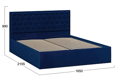 Кровать Порто с ПМ и заглушиной 160х200 (Велюр/Confetti Blue)
