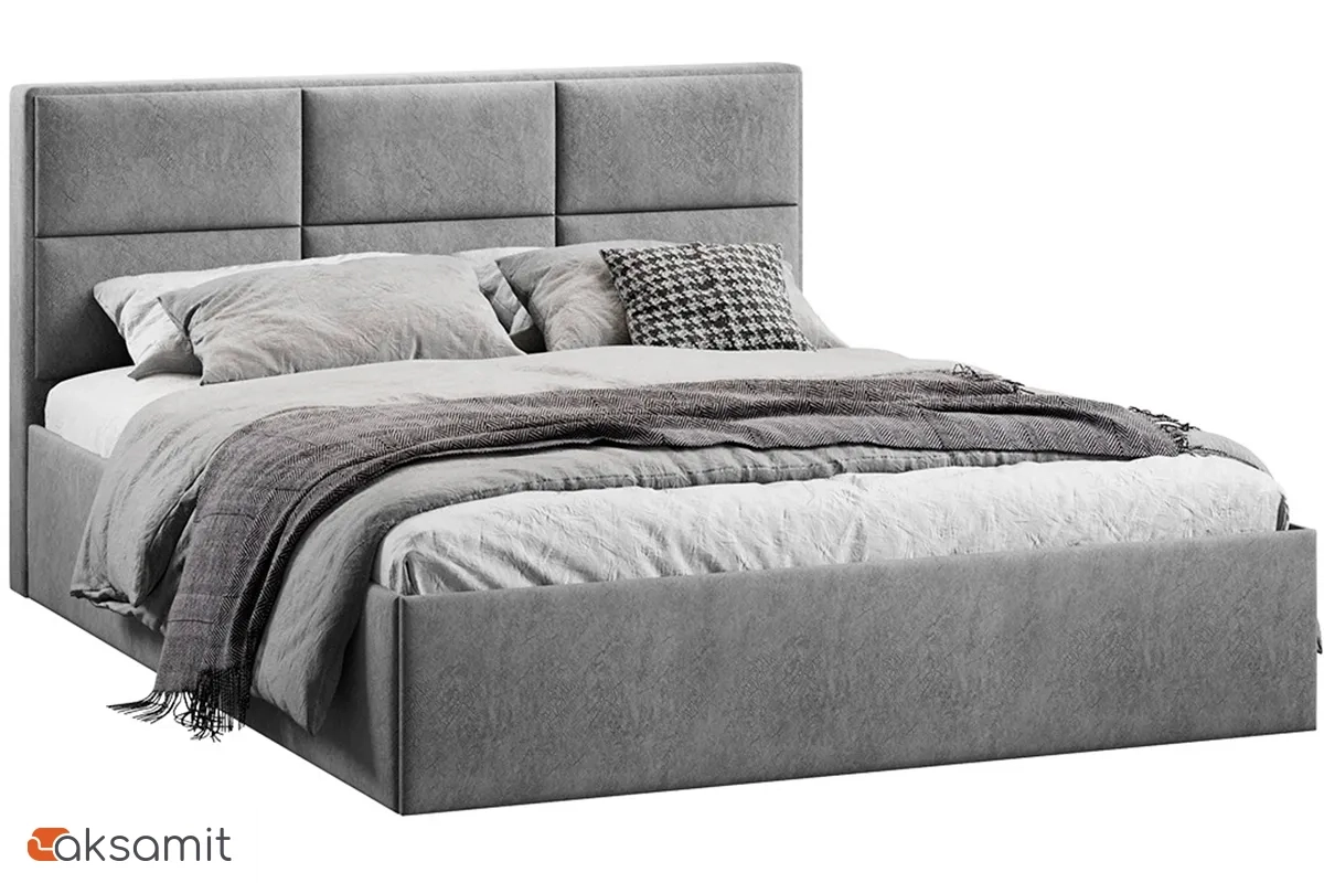 Кровать Стелла c ПМ 160х200 Тип 1 (Микровелюр/Wellmart Silver)