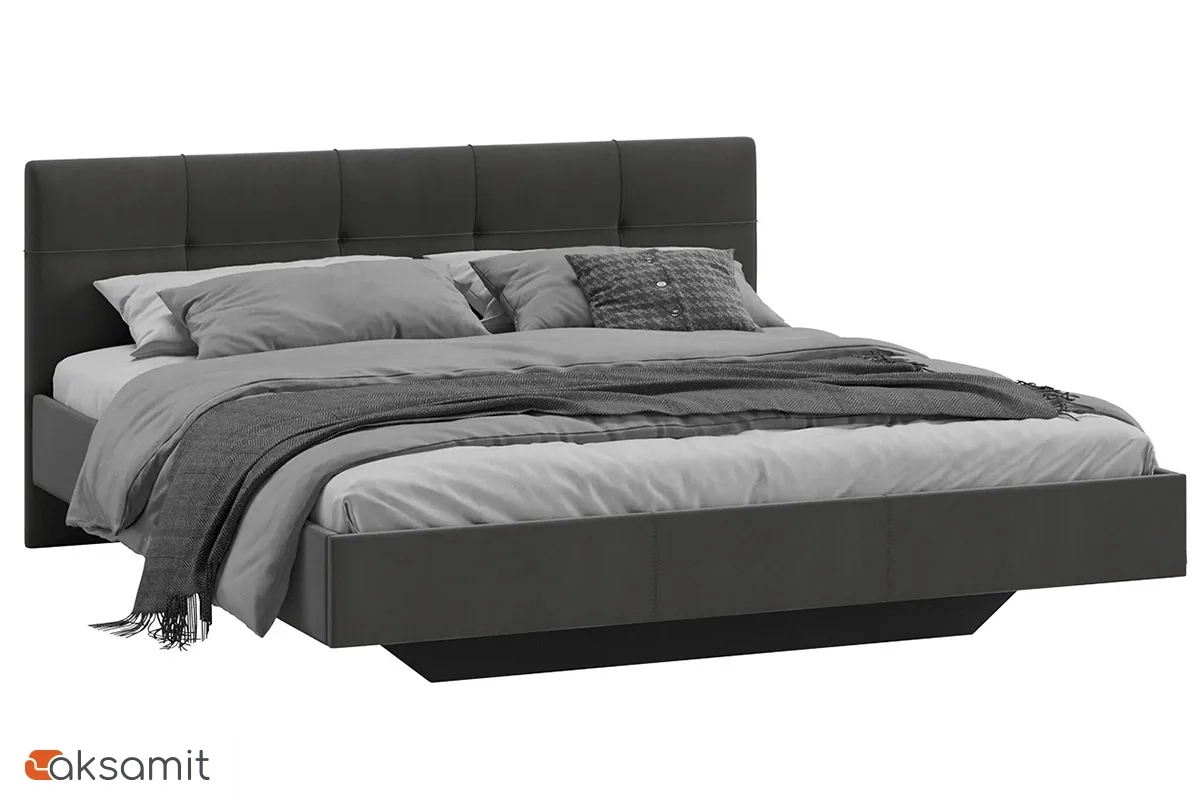 Кровать Элис с мягкой обивкой Тип 1 Исп.2 180х200 (Велюр/Графит)